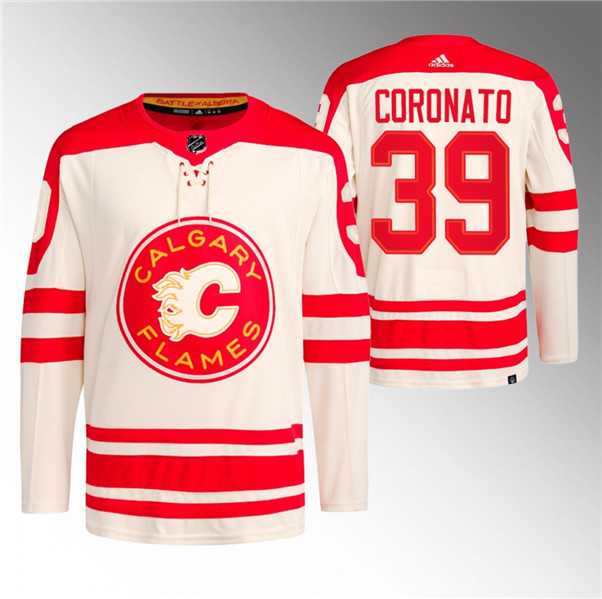 Men's Calgary Flames #39 Matt Coronato 2023 Cream Classic Primegreen Stitched Jersey Dzhi